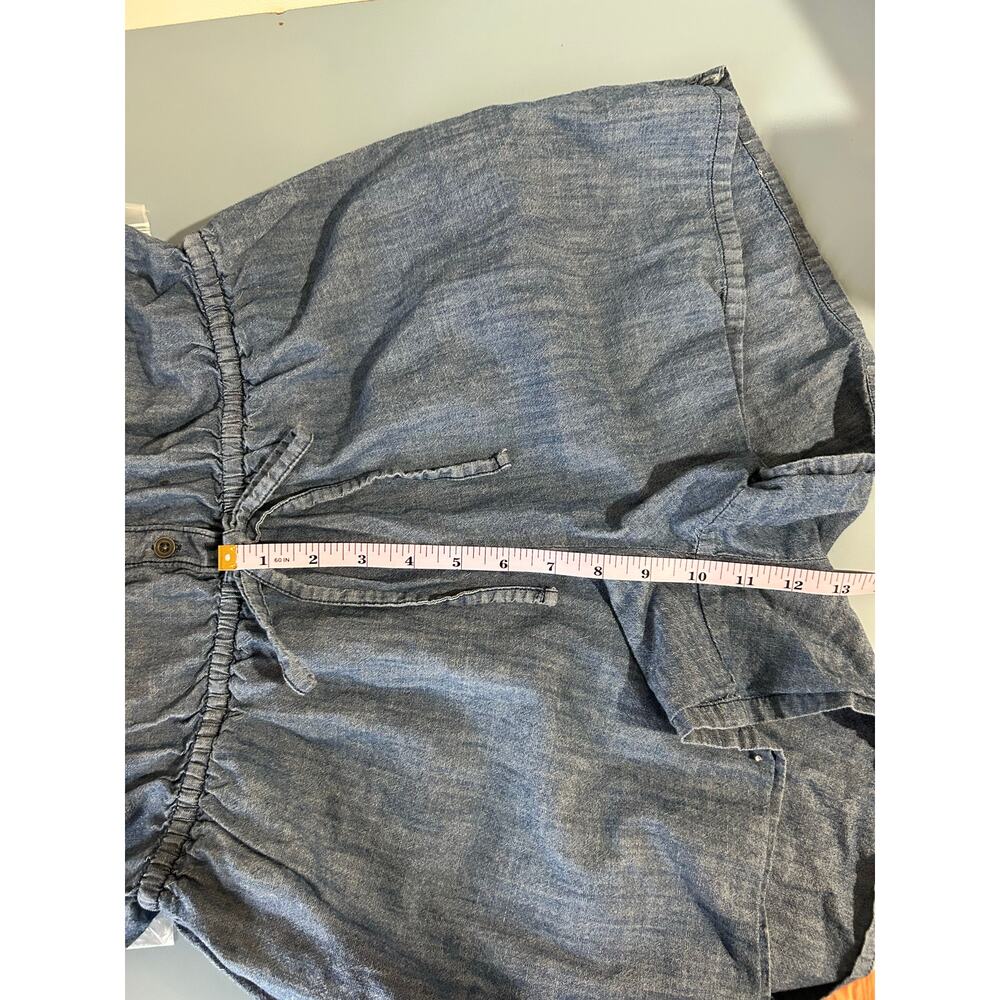 Old navy cotton denim romper shortall  womens L waist cinch - Picture 8 of 10